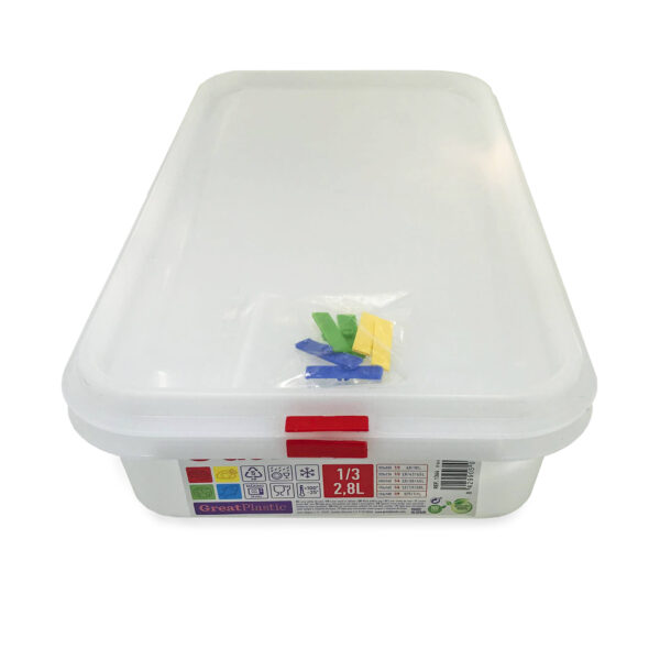 Tupper de plástico hermético rectangular. Tartera para comida reutilizable con tapa, apto para microondas, lavavajillas y congelador | Medidas: 325x176x65 2,8L Pack de 3 y 6 unidades |
