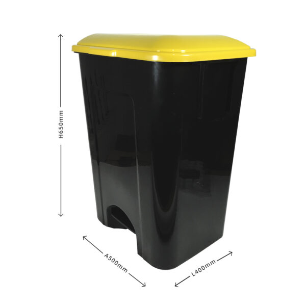 3154_cubo_basura_pedal_plastico_amarillo_general_8.jpg Cubo de Basura con Pedal | Capacidad de 80 litros | Cubo Reciclaje | Cubo de Basura Orgánico Cocina | 1 unidad Piezas Extraíbles | Limpieza Fácil | con ruedas |