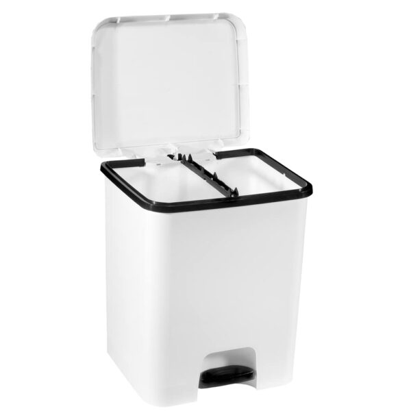 41pPU5-rqaL._SL1024_.jpg COM-FORT HOUSE | Cubo de Basura Pedal | Capacidad de 52 litros | Cubo Reciclaje con Separación | Color Blanco | Cubo de Basura Cocina | Cubo DUO| Limpieza Fácil