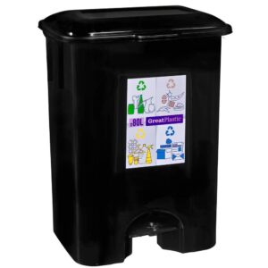 511l8ACOBxL._SL1000_.jpg COM-FORT HOUSE | Cubo de Basura con Pedal | Capacidad de 80 litros | Cubo Reciclaje | Color Negro | Cubo de Basura Orgánico Cocina | Lote 4 unidades | Piezas Extraíbles | Limpieza Fácil | con ruedas