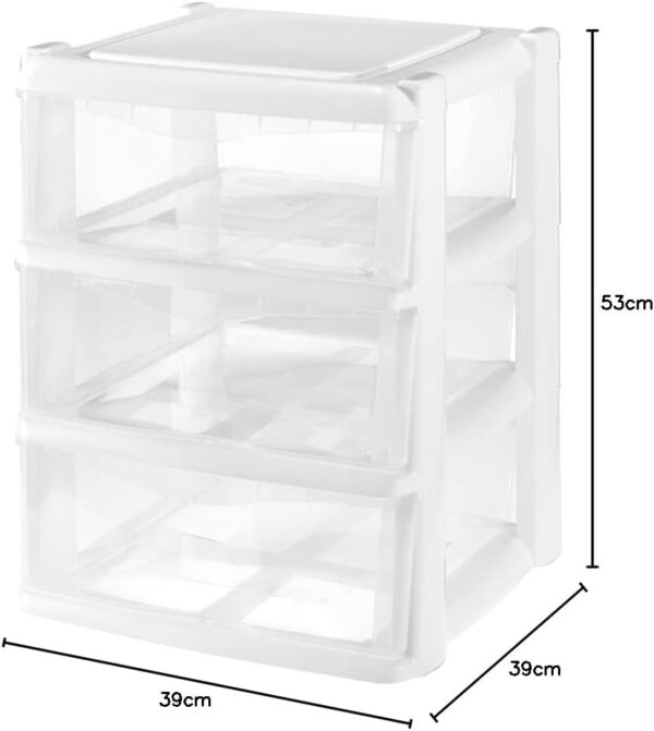Cajonera de Plástico Apilable para Almacenaje - Big - Blanco - 3 y 4 cajones
