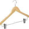 COM-FORT HOUSE | Percha de Madera Maciza | Color Blanco, Natural | Percha de Madera Maciza con Pinzas | Gancho Giratorio | Ideal para Faldas Pantalones y Vaqueros