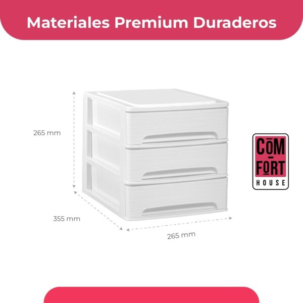 51HOzK3e6KL._AC_SL1500_.jpg COM-FORT HOUSE | Cajonera Apilable de Plástico | Modelo Lineas | Color Blanco| Modelo de 3 Cajones | Cajones de Almacenamiento Modular