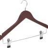 51Ixz36BZNL._AC_SL1000_.jpg COM-FORT HOUSE | Percha de Madera con Pinzas de Metal | Color Nogal | Diseño Elegante | Gancho de Acero Inoxidable Giratorio | Pack de 12 Unidades de 45cm | Muescas para Tirantes |