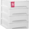 51K9R0pGtUL._AC_SL1280_.jpg COM-FORT HOUSE | Cajonera Apilable de Plástico | Modelo Lineas | Color Blanco| Modelo de 4 Cajones | Cajones de Almacenamiento Modular