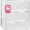 51Qw4UvQIbL._AC_SL1500_.jpg COM-FORT HOUSE | Cajonera Apilable de Plástico | Modelo Lineas | Color Blanco | Modelo de 3 Cajones | Cajones de Almacenamiento Modular