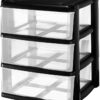 51UYWH5flsL._AC_SX679_.jpg COM-FORT HOUSE Cajonera de Plástico Apilable para Almacenaje - Big - Negro - 395x395x535 - Modelo 3 cajones