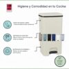COM-FORT HOUSE | Cubo de Basura con Pedal | Capacidad de 37 litros | Cubo Reciclaje | Color Class Negro | Cubo de Basura Orgánico Cocina | 1 unidad | Piezas Extraíbles | Limpieza Fácil