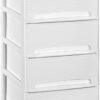 51hVDrle41L._AC_SX679_.jpg COM-FORT HOUSE | Cajonera Apilable de Plástico | Modelo Lineas | Color Blanco | Modelo de 4 Cajones | Cajones de Almacenamiento Modular