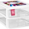 COM-FORT HOUSE | Cajonera Apilable de Plástico | Modelo Transparente | Color Blanco | Modelo de 2 Cajones | Cajones de Almacenamiento Modular