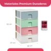COM-FORT HOUSE | Cajonera Apilable de Plástico | Modelo Multicolor | Color Blanco | Modelo de 4 Cajones | Cajones de Almacenamiento Modular