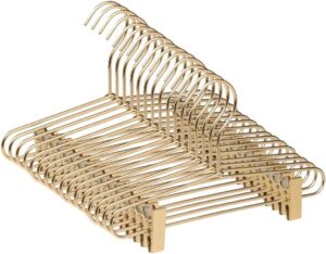 6117mLPqAFL._AC_SL1000_.jpg COM-FORT HOUSE Percha de Aluminio con Pinzas para Falda, Color Dorado. Pack de 8 y 14 Und. Perchas de Metal de 32 cm, Inoxidable y Resistentes. 14 Und.