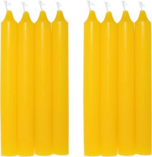 COM-FORT HOUSE- Vela de mesa Amarilla - Pack velas de 8 Unidades - Velas Decorativas Sin Perfume - Velas para tu Hogar