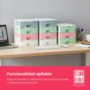 COM-FORT HOUSE | Cajonera Apilable de Plástico | Modelo Multicolor | Color Blanco | Modelo de 4 Cajones | Cajones de Almacenamiento Modular