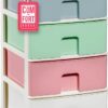 COM-FORT HOUSE | Cajonera Apilable de Plástico | Modelo Multicolor | Color Blanco | Modelo de 4 Cajones | Cajones de Almacenamiento Modular