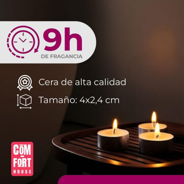 619BjahyhUL._AC_SL1500_.jpg COM-FORT HOUSE- Velas Blancas | Pack velas de 144 Unidades | Velas de Té Calientaplatos | Tealight | 9 Horas de Duración | Velas Decorativas Sin Perfume |