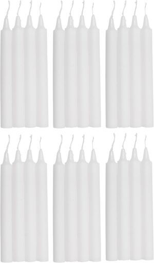 COM-FORT HOUSE- Vela de mesa Blanca - Pack velas de 24 Unidades - Velas Decorativas Sin Perfume - Velas para tu Hogar