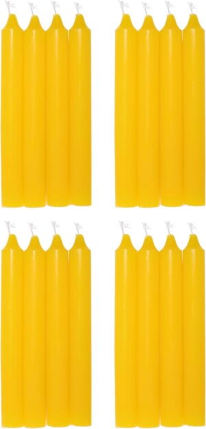 COM-FORT HOUSE- Vela de mesa Amarilla - Pack velas de 16 Unidades - Velas Decorativas Sin Perfume - Velas para tu Hogar