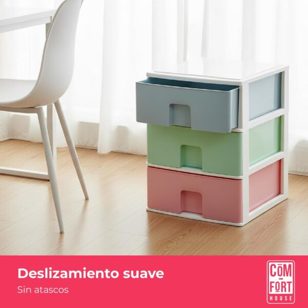 COM-FORT HOUSE | Cajonera Apilable de Plástico | Modelo Multicolor | Color Blanco | Modelo de 3 Cajones | Cajones de Almacenamiento Modular