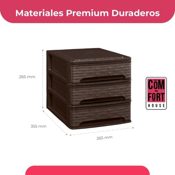 61ET3a2hZlL._AC_SL1500_.jpg COM-FORT HOUSE | Cajonera Apilable de Plástico | Modelo Bambú | Color Wengue| Modelo de 3 Cajones | Cajones de Almacenamiento Modular