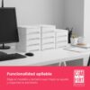 61Nk60-xKRL._AC_SL1500_.jpg COM-FORT HOUSE | Cajonera Apilable de Plástico | Modelo Lineas | Color Blanco| Modelo de 4 Cajones | Cajones de Almacenamiento Modular