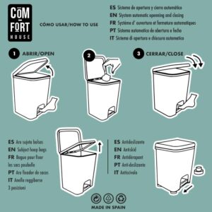 61O0qvmAIL._SL1000_.jpg Cubo de Basura Pedal | Capacidad de 26 litros | Cubo Reciclaje| Decoración Cocina | Color Negro | Cubo de Basura Cocina Piezas Extraíbles | Limpieza Fácil