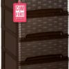 61PRVsQGWqL._AC_SL1500_.jpg COM-FORT HOUSE | Cajonera Apilable de Plástico | Modelo Bambu | Color Wengue | Modelo de 4 Cajones | Cajones de Almacenamiento Modular