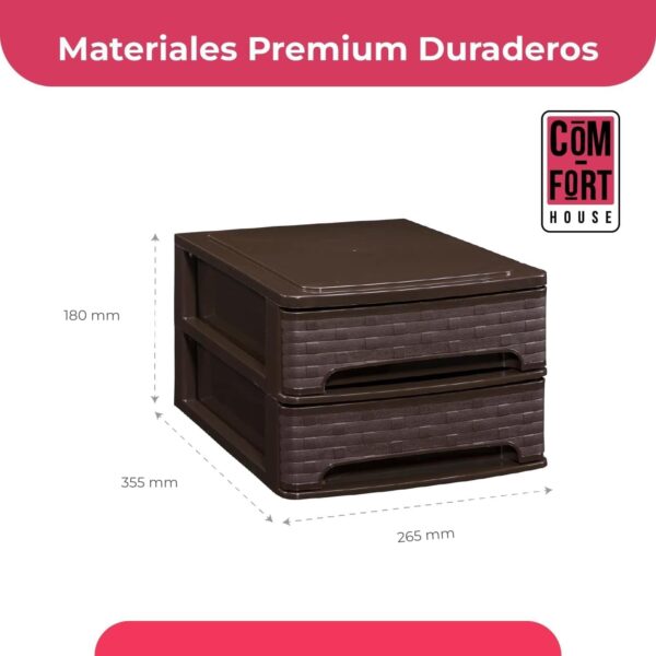 61at7-4u9wL._AC_SL1500_.jpg COM-FORT HOUSE | Cajonera Apilable de Plástico | Modelo Bambu | Color Wengue| Modelo de 2 Cajones | Cajones de Almacenamiento Modular