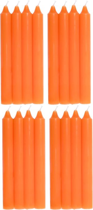 COM-FORT HOUSE- Vela de mesa Naranja - Pack velas de 16 Unidades - Velas Decorativas Sin Perfume - Velas para tu Hogar