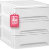 61fxDXdsa3L._AC_SL1500_.jpg COM-FORT HOUSE | Cajonera Apilable de Plástico | Modelo Lineas | Color Blanco| Modelo de 3 Cajones | Cajones de Almacenamiento Modular