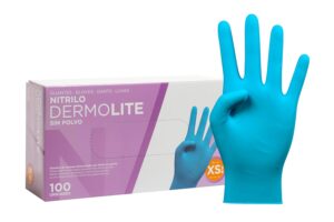 61hEHTRwgWL._SL1500_.jpg COM-FORT HOUSE - Guantes nitrilo desechables - Color Azul- Colección Dermolite - Guantes de Látex sin Polvo - Disponible en tallas XS, 100und