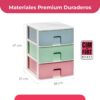 COM-FORT HOUSE | Cajonera Apilable de Plástico | Modelo Multicolor | Color Blanco | Modelo de 3 Cajones | Cajones de Almacenamiento Modular