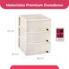 61hyIUhuTDL._AC_SL1500_.jpg COM-FORT HOUSE | Cajonera Apilable de Plástico | Modelo Ondas | Color Blanco Roto | Modelo de 3 Cajones | Cajones de Almacenamiento Modular