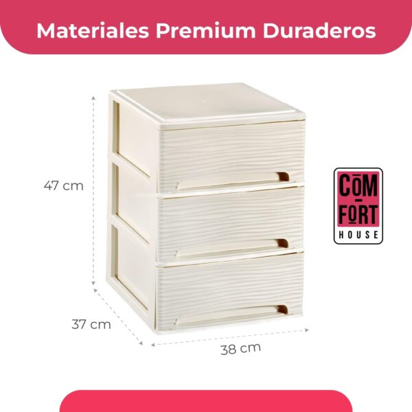 61hyIUhuTDL._AC_SL1500_.jpg COM-FORT HOUSE | Cajonera Apilable de Plástico | Modelo Ondas | Color Blanco Roto | Modelo de 3 Cajones | Cajones de Almacenamiento Modular
