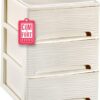 61ip6HRtZL._AC_SL1500_.jpg COM-FORT HOUSE | Cajonera Apilable de Plástico | Modelo Ondas | Color Blanco Roto | Modelo de 3 Cajones | Cajones de Almacenamiento Modular