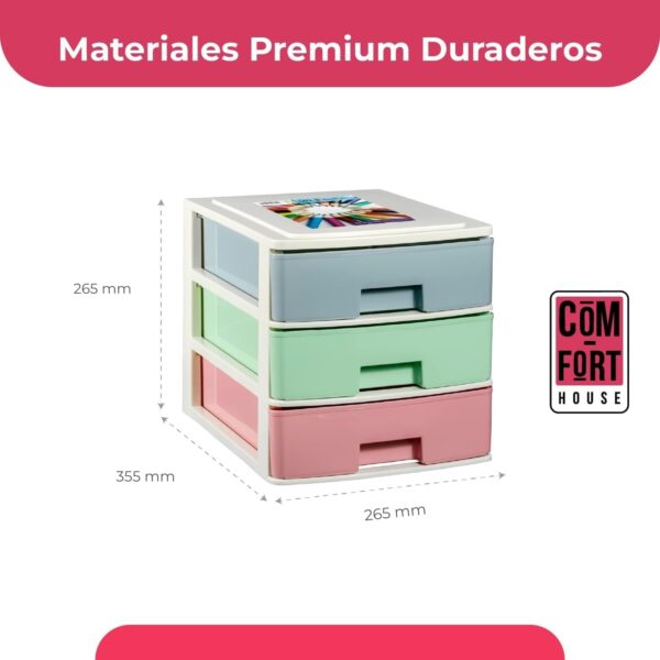 Cajonera Apilable de Plástico | Modelo Multicolor | Color Blanco | Modelo de 3 Cajones | Cajones de Almacenamiento Modular