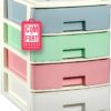 COM-FORT HOUSE | Cajonera Apilable de Plástico | Modelo Multicolor | Color Blanco | Modelo de 4 Cajones | Cajones de Almacenamiento Modular