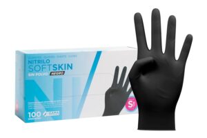 61qf0eMeHHL._SL1500_.jpg COM-FORT HOUSE - Guantes nitrilo desechables - Color Negro- Colección Softskim - Guantes de Látex sin Polvo - Disponible en tallas S, 100und