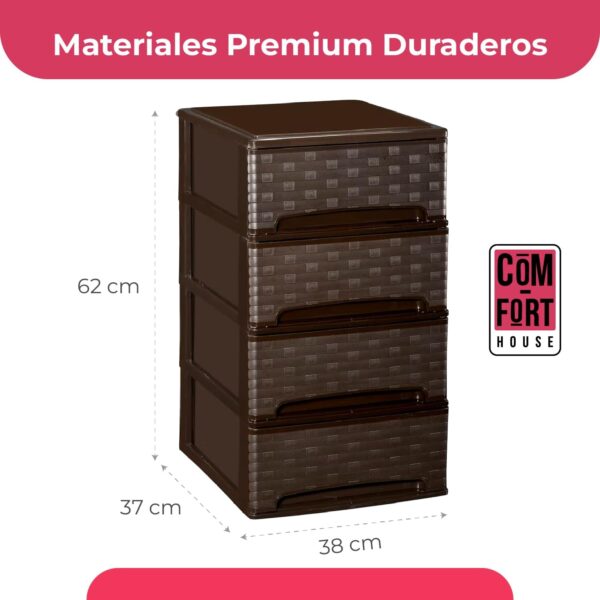 61qv9wC4zvL._AC_SL1500_.jpg COM-FORT HOUSE | Cajonera Apilable de Plástico | Modelo Bambu | Color Wengue | Modelo de 4 Cajones | Cajones de Almacenamiento Modular