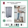 COM-FORT HOUSE | Cubo de Basura con Pedal | Capacidad de 37 litros | Cubo Reciclaje | Color Class Negro | Cubo de Basura Orgánico Cocina | 1 unidad | Piezas Extraíbles | Limpieza Fácil
