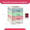 COM-FORT HOUSE | Cajonera Apilable de Plástico | Modelo Multicolor | Color Blanco | Modelo de 4 Cajones | Cajones de Almacenamiento Modular