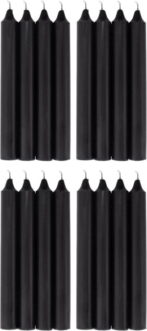 COM-FORT HOUSE- Vela de mesa Negra - Pack velas de 16 Unidades - Velas Decorativas Sin Perfume - Velas para tu Hogar