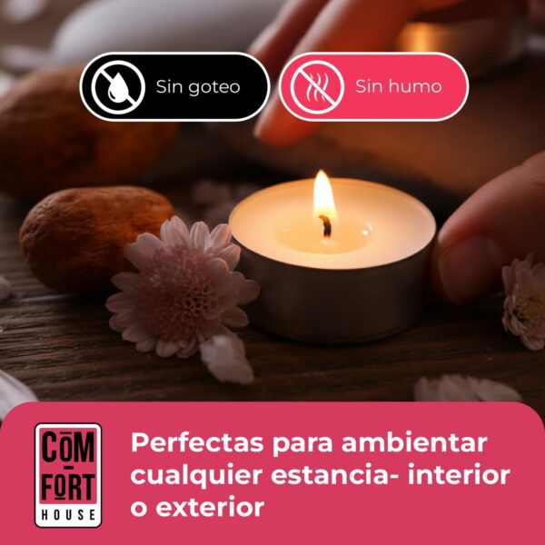 710Fbt4FjZL._AC_SL1500_.jpg COM-FORT HOUSE- Velas Blancas | Pack velas de 144 Unidades | Velas de Té Calientaplatos | Tealight | 9 Horas de Duración | Velas Decorativas Sin Perfume |