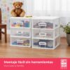 COM-FORT HOUSE | Cajonera Apilable de Plástico | Modelo Transparente | Color Blanco | Modelo de 3 Cajones | Cajones de Almacenamiento Modular