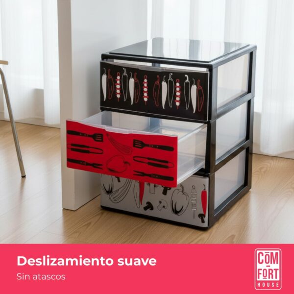 712rH8oxACL._AC_SL1500_.jpg COM-FORT HOUSE | Cajonera Apilable de Plástico | Modelo Iris | Diseño Cocina | Modelo de 3 Cajones | Cajones de Almacenamiento Modular