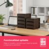713tJQdLmL._AC_SL1500_.jpg COM-FORT HOUSE | Cajonera Apilable de Plástico | Modelo Bambú | Color Wengue | Modelo de 4 Cajones | Cajones de Almacenamiento Modular