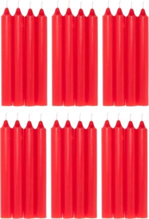 COM-FORT HOUSE- Vela de mesa Roja - Pack velas de 24 Unidades - Velas Decorativas Sin Perfume - Velas para tu Hogar