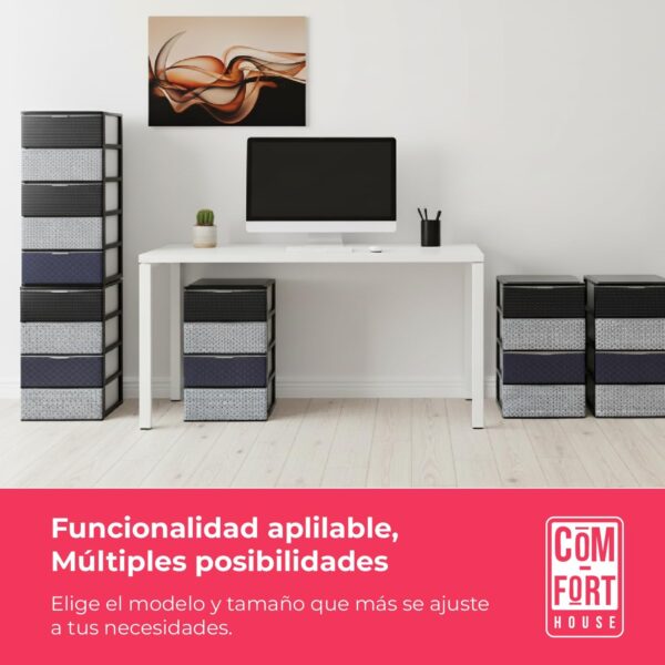 7190bumKSjL._AC_SL1500_.jpg COM-FORT HOUSE | Cajonera Apilable de Plástico | Modelo Iris | Diseño Mosaico | Modelo de 4 Cajones | Cajones de Almacenamiento Modular