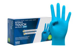 719G7FD5UL._SL1500_.jpg COM-FORT HOUSE - Guantes nitrilo desechables - Color Azul- Colección Touch - Guantes de Látex sin Polvo - Disponible en tallas L, 100und