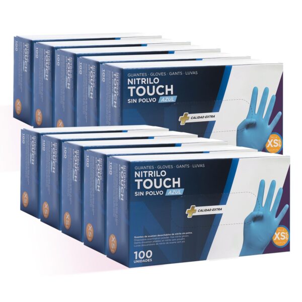 719cB8iKzHL._SL1500_.jpg COM-FORT HOUSE - Guantes nitrilo desechables - Color Azul- Colección Touch - Guantes de Látex sin Polvo - Disponible en tallas XS, 1000und